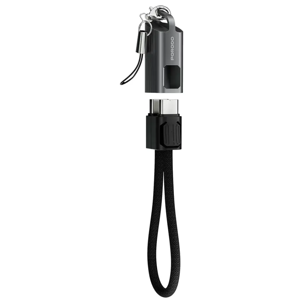 Porodo Chargeloop Keychain Data Cable USB-C to USB-C - Black
