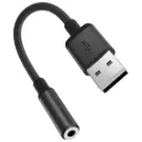 Porodo Audiolink Female 3.5mm to USB-A Audio Jack Adapter - Black