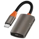 Porodo AudioLink Duo USB-C Interface Audio and Charge Splitter - Black & Orange
