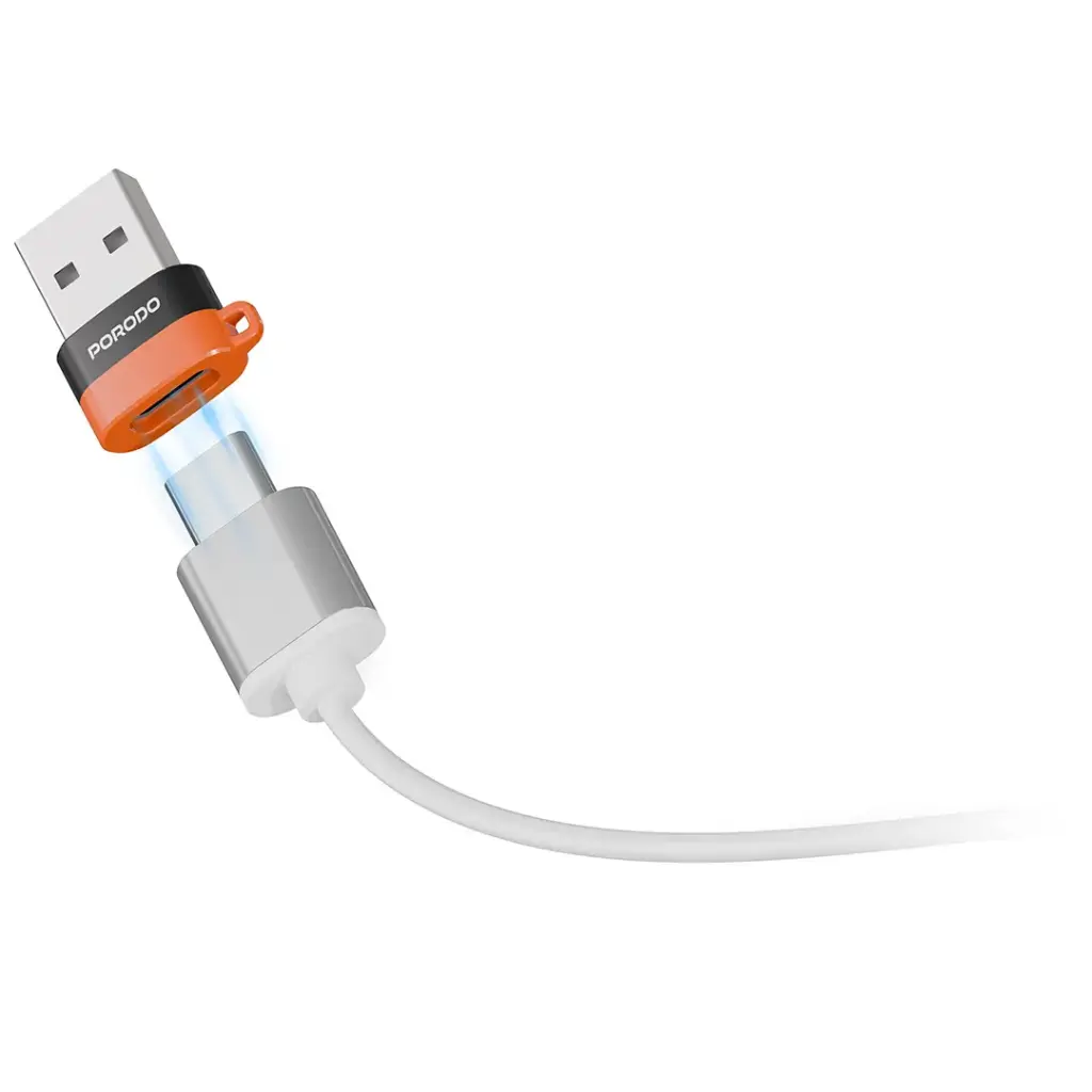 Porodo SnapCharge USB-A to USB-C Converter - Black & Orange