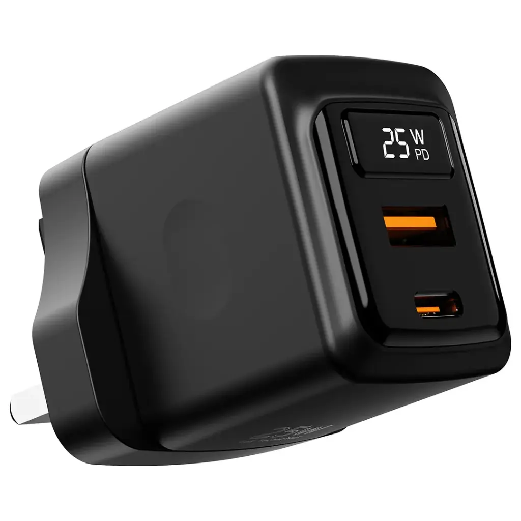 Porodo GaN 25W Dual-Port Wall Charger - Black