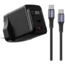 Porodo GaN 35W Dual USB-C Wall Charger with Power Display - Black