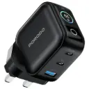 Porodo Nexora 65W 3-Port Wall Charger with LCD Display - Black