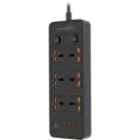 Porodo Blue 6 AC - Dual Switch Power Strip - Black