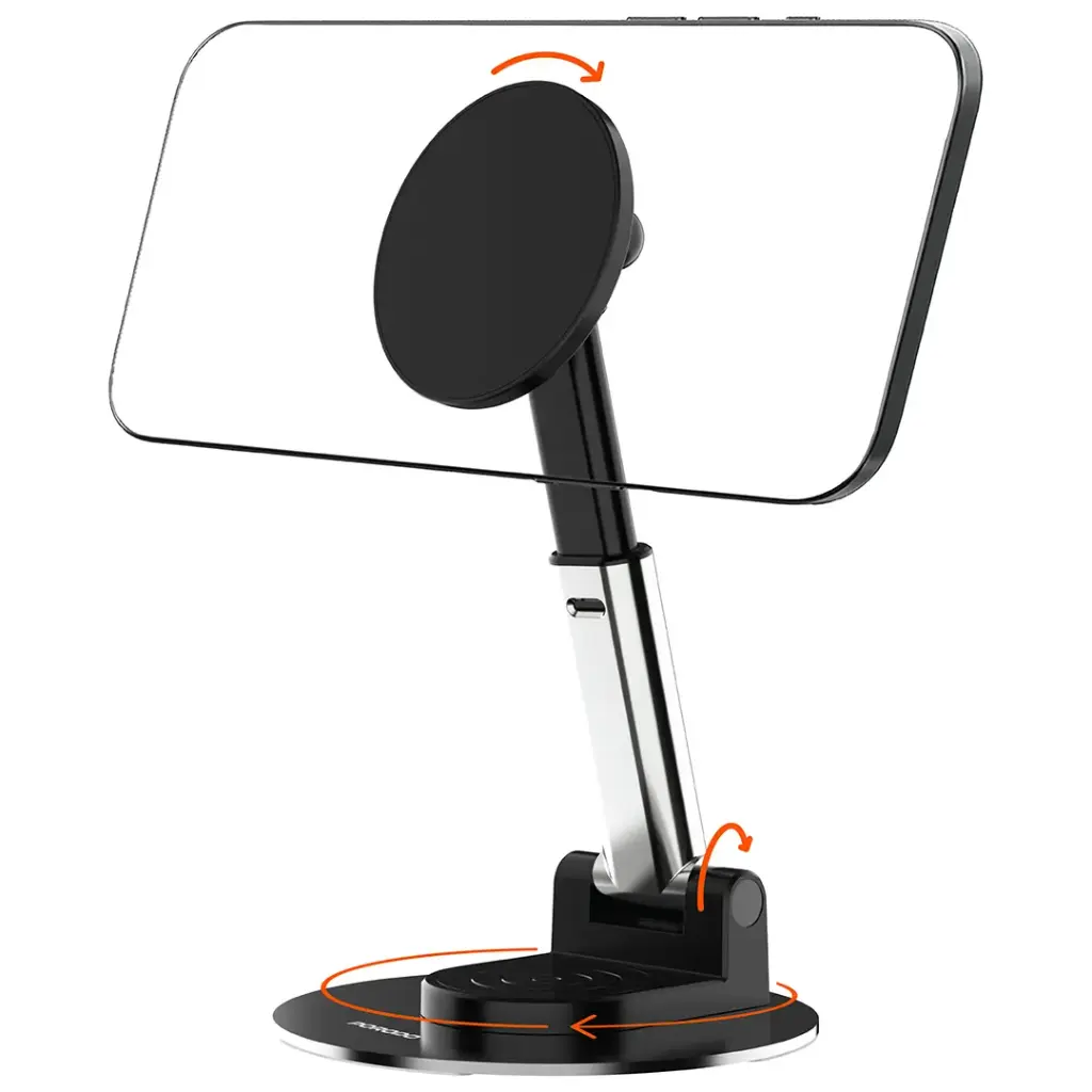 Porodo Magnetic Phone Holder with Adjustable Telescopic Rod - Black