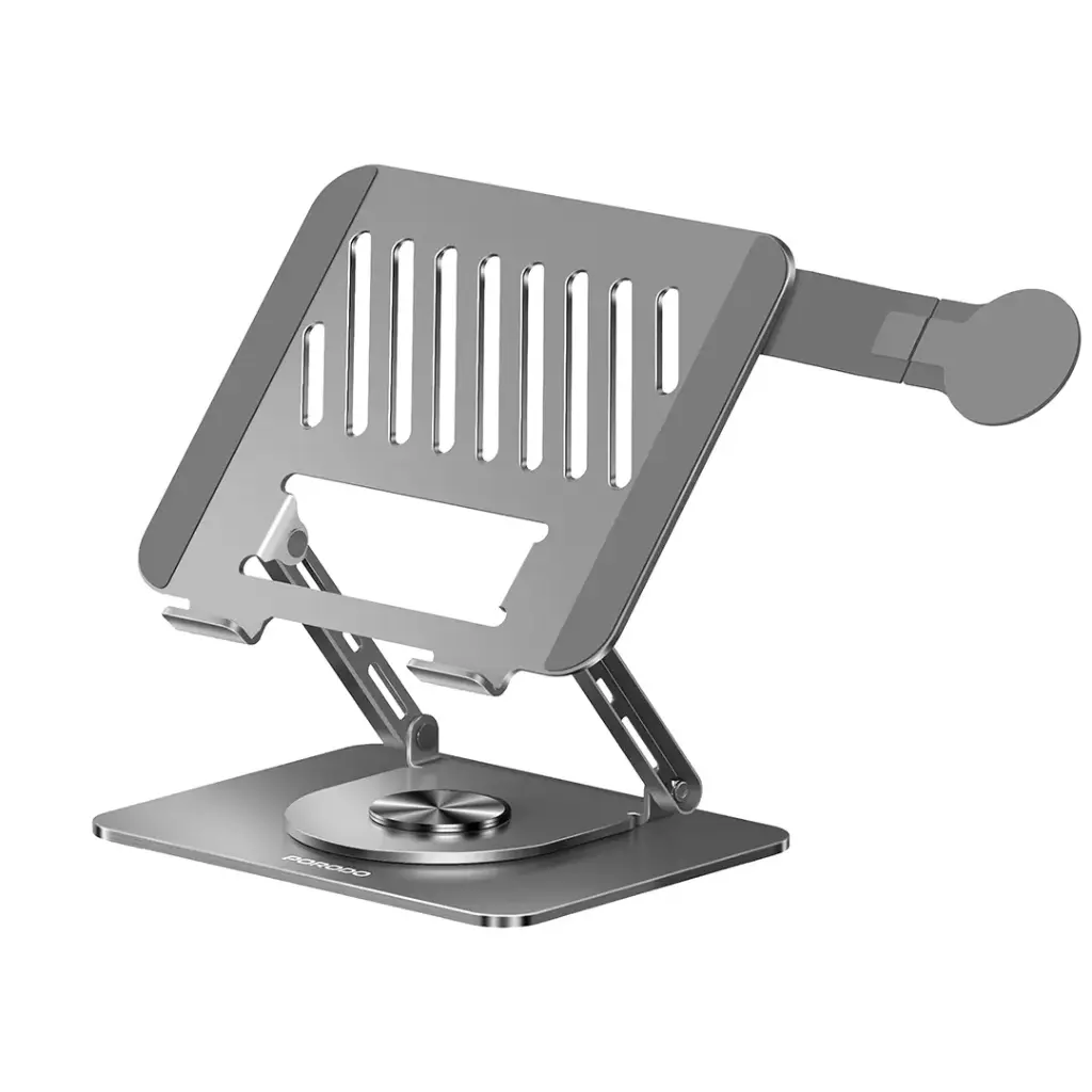 Porodo Foldable 360° Dual-Use Laptop Stand with MagSafe Phone Holder - Gray
