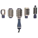 Porodo 5-In-1 Hot Air Brush Styling Set with Straightening & Curling Tool - Blue & Gold