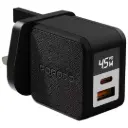 شاحن Porodo Quantum GaN 45W Multi-Port مع شاشة رقمية - أسود