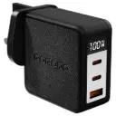Porodo Quantum GaN 100W Multi-Port Charger with Digital Display - Black