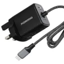 Porodo Zentrix 35W GaN Fast Charger with 1.5m Braided USB-C Cable - Black 