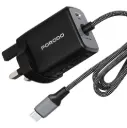 Porodo Zentrix 45W GaN Fast Charger with 1.5m Braided USB-C Cable - Black