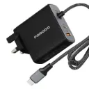 Porodo Zentrix 100W GaN Fast Charger with 1.5m Braided USB-C Cable - Black
