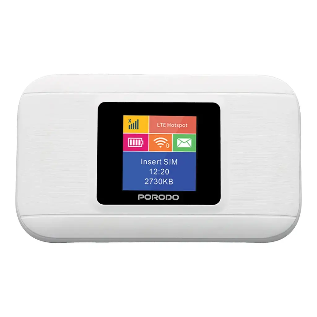Porodo Nexfi 3000mAh 4G LTE جهاز توجيه واي فاي محمول متعدد المستخدمين - أبيض