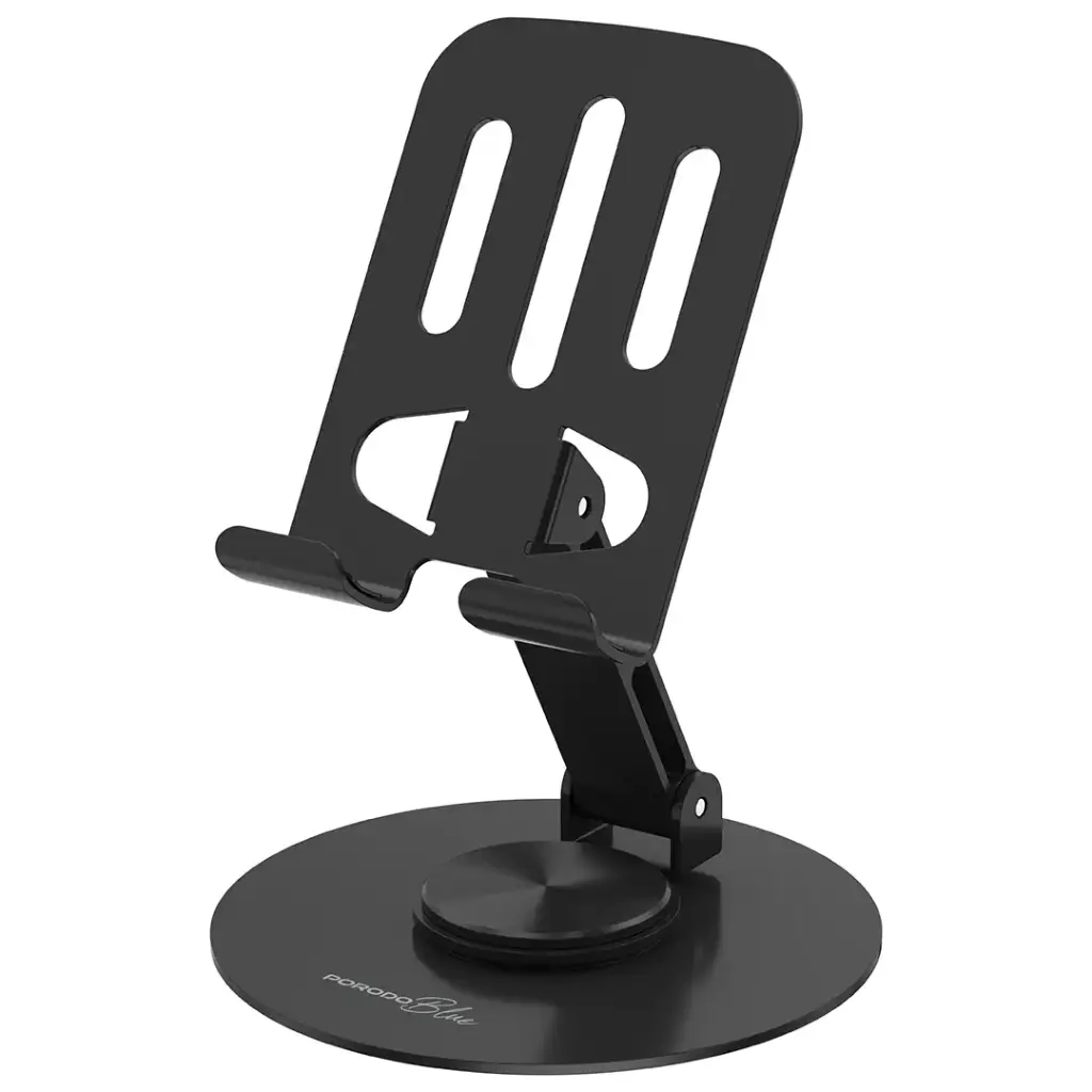 حامل هاتف سطح المكتب Porodo Blue مع قاعدة دوارة 360° - أسود