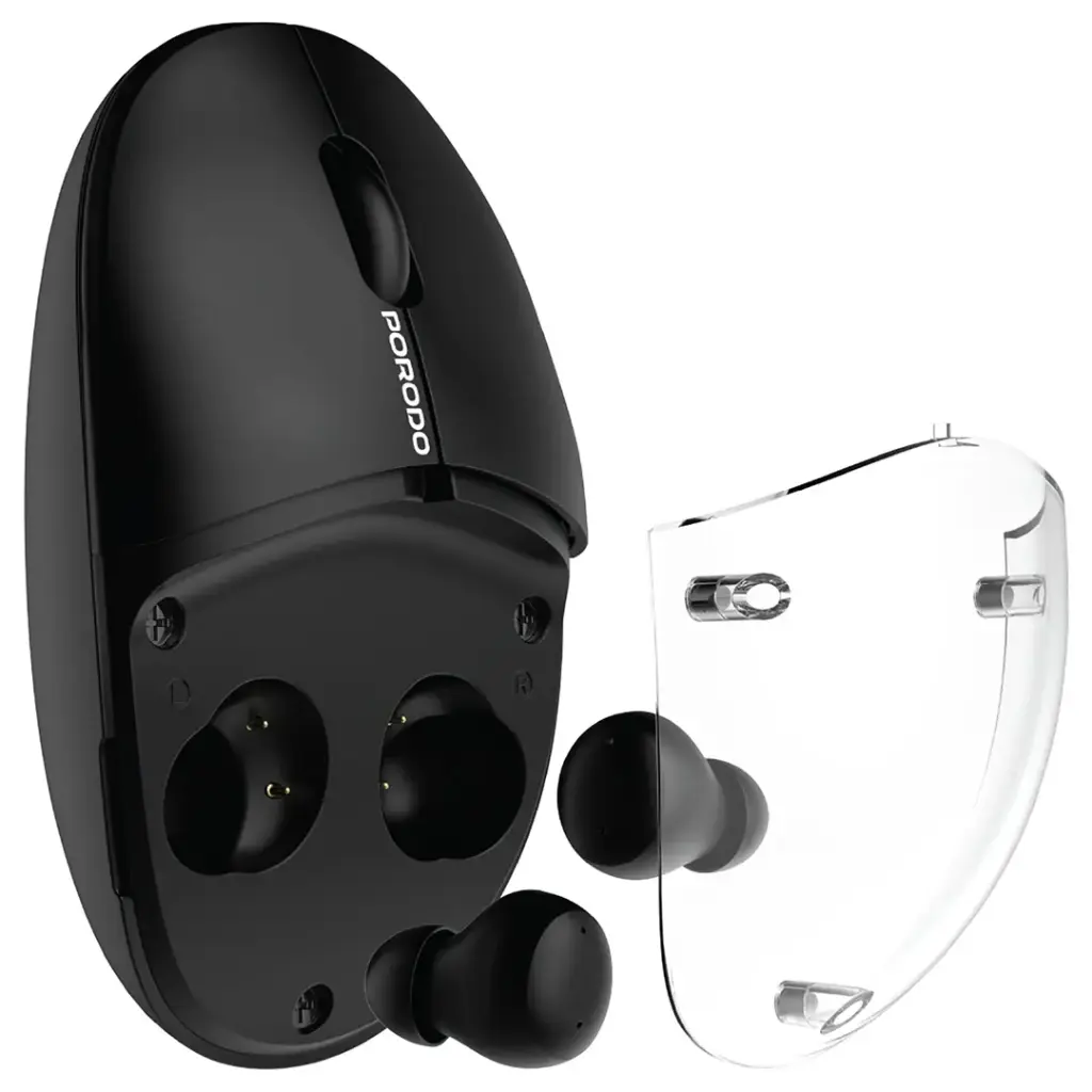 Porodo Wireless TWS Earbud & Mouse with Transparent Magnetic Cover