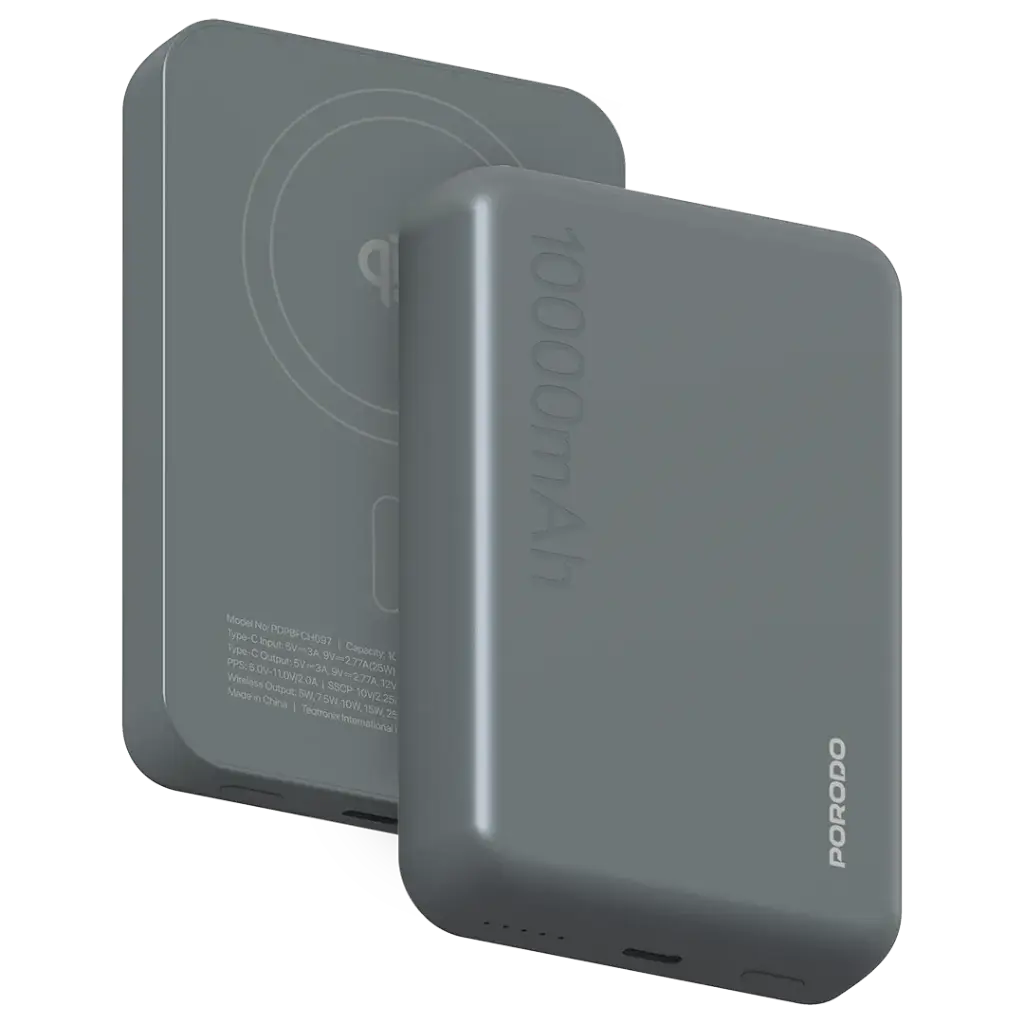  بورودو فينت-سينك 10000mAh باور بنك مغسيف - رمادي