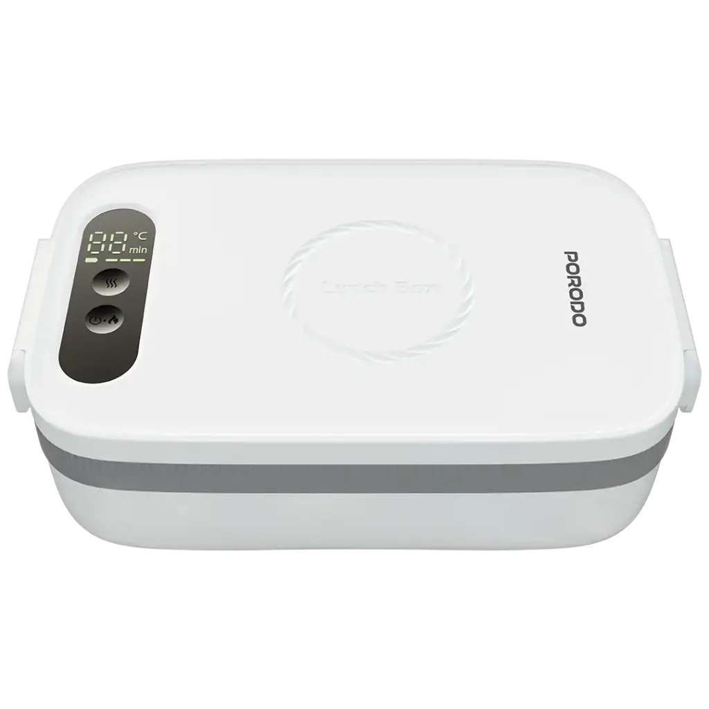 صندوق غداء كهربائي بدون ماء Porodo Lifestyle Heatmate مع تحكم ترموستات ذكي - أبيض
