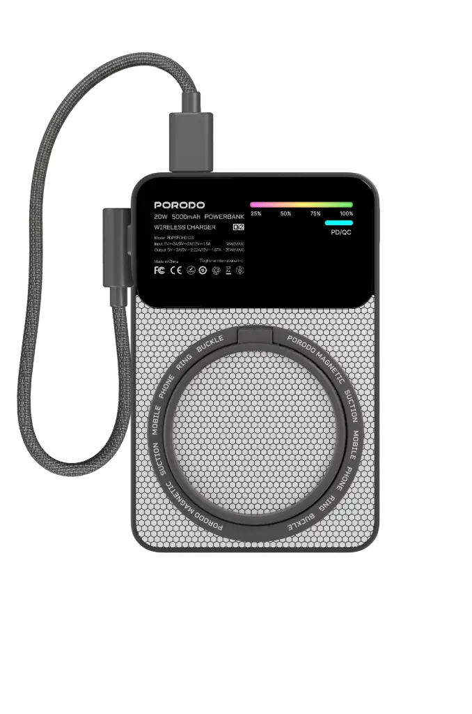 Porodo Yas 5000mAh Power Bank Magsafe Charging- Gray