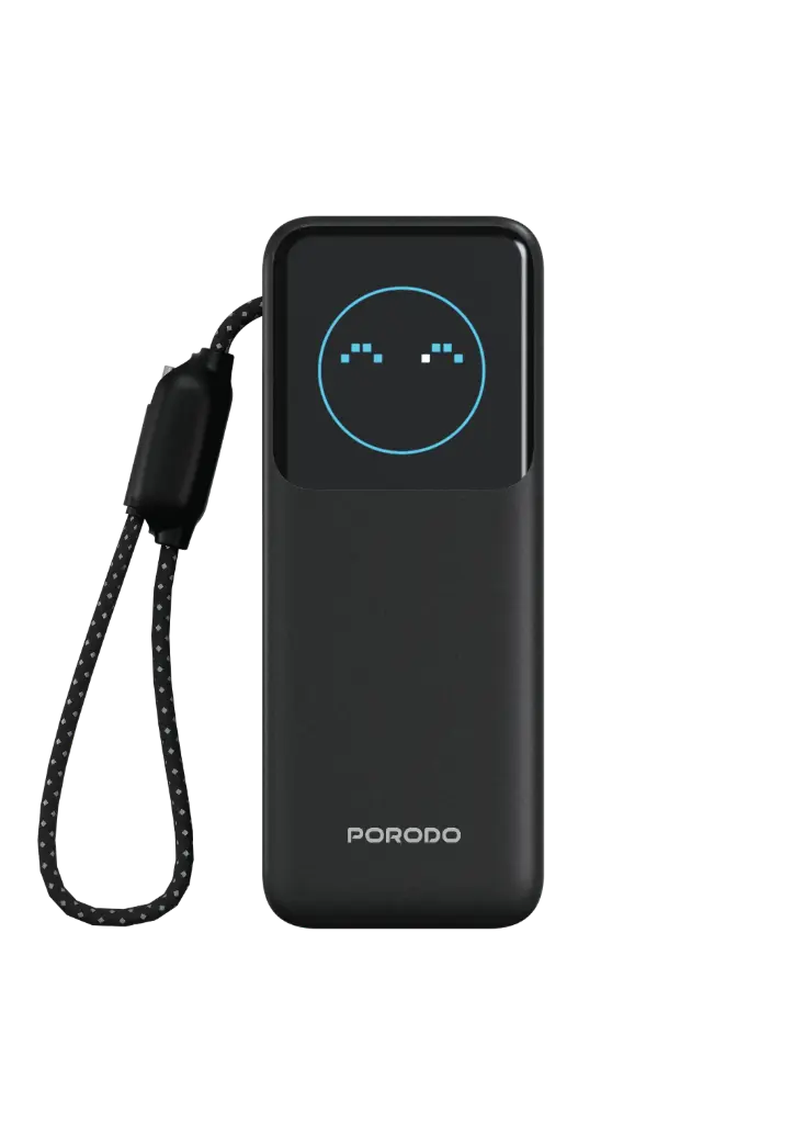 Porodo POLO II 20000mAh POWER BANK Built-in USB-C Cables - Black
