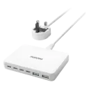 Porodo Velora USB Multi-Port Fast Charger with UK 3-Pin Plug - White