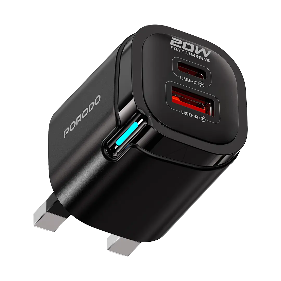 Porodo Tekto Dual USB Wall Adapter - Black