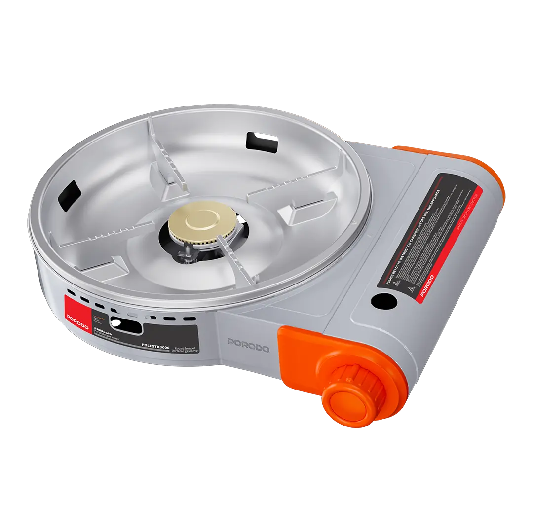 Porodo Lifestyle Single Burner Tabletop Gas Stove - Grey/Orange