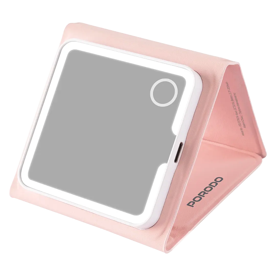 Porodo Lily LED Portable Tri-Fold Makeup Mirror - Pink