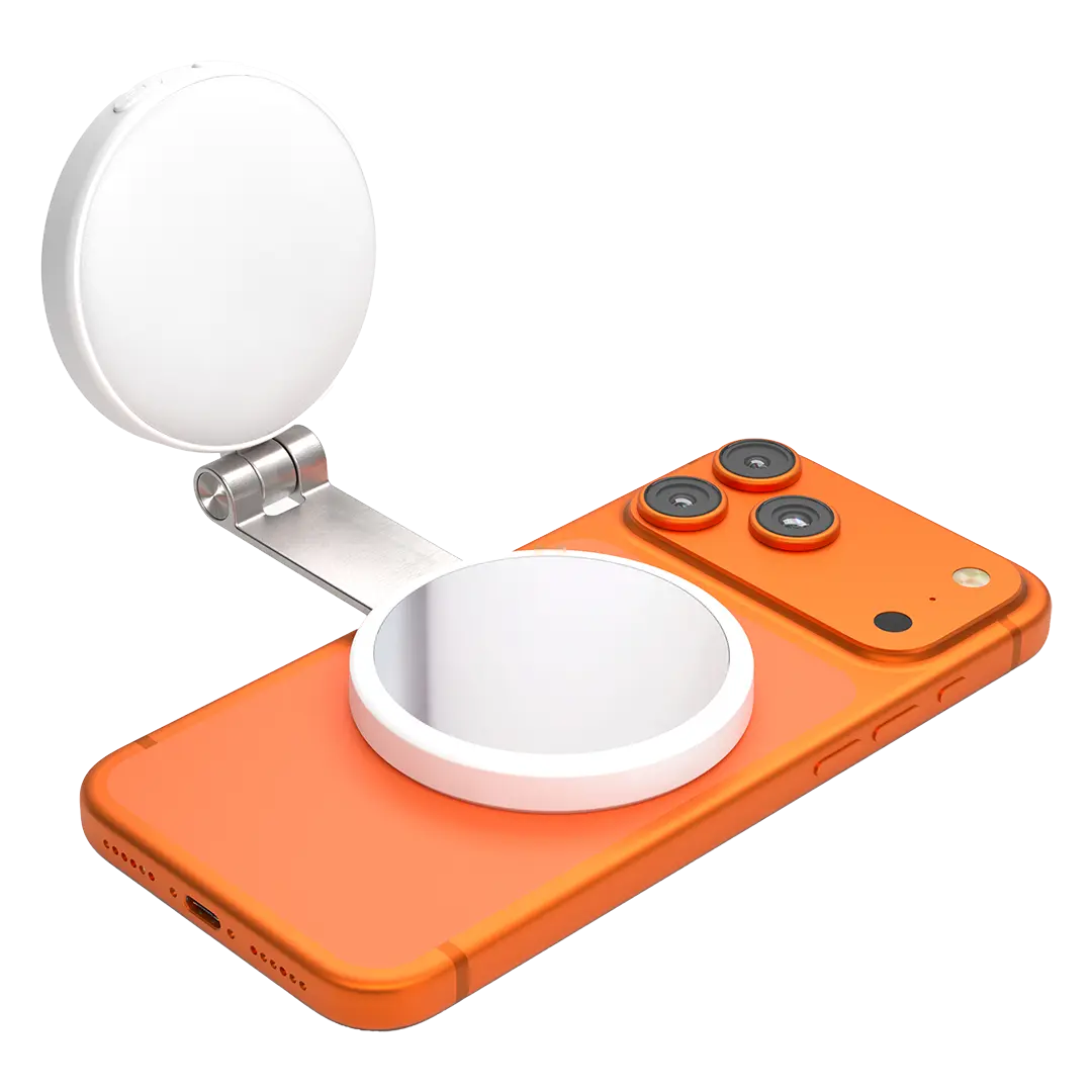 Porodo Nura Magnetic Fill Light Mirror with 360° Phone Stand - White
