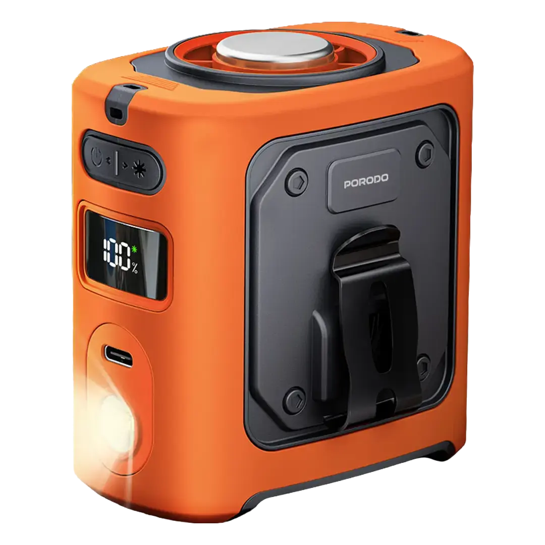 Porodo Lifestyle Chillo CoolClip Cooling Waist Fan with 5-Speed Airflow & Power Bank Function - Orange
