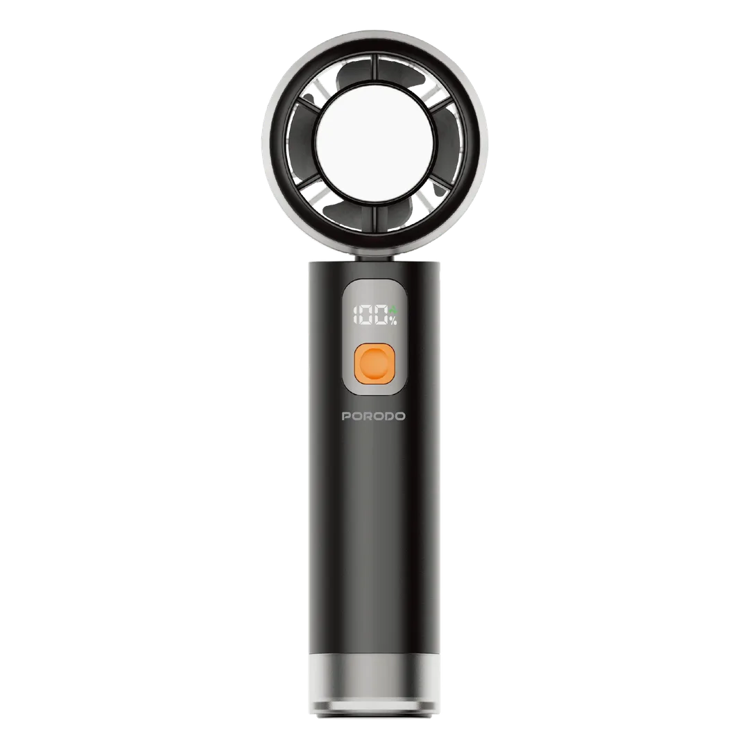 Porodo Lifestyle ChilloFlex Rechargeable Cooling Fan with LED Display - Black