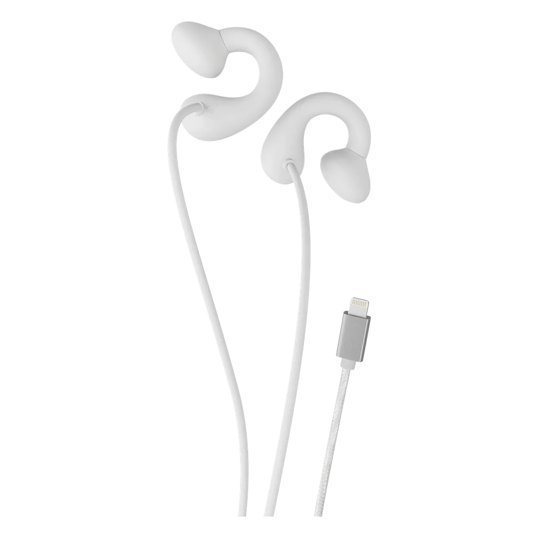 Porodo Voxes Clip-On Wired Earphones with Lightning Connector - White
