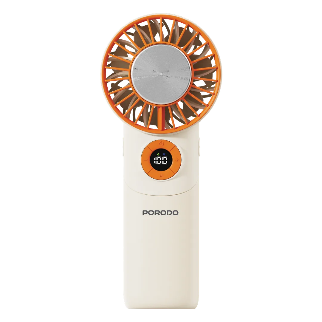 Porodo Lifestyle Chillo Wave Portable Mini Fan with Foldable Function & Non-Slip Mat - Beige