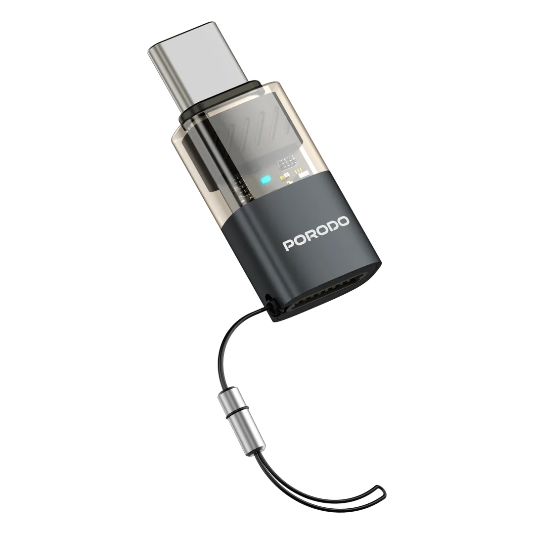 محول Porodo MiniLink الشفاف من لايتنينج إلى USB-C
