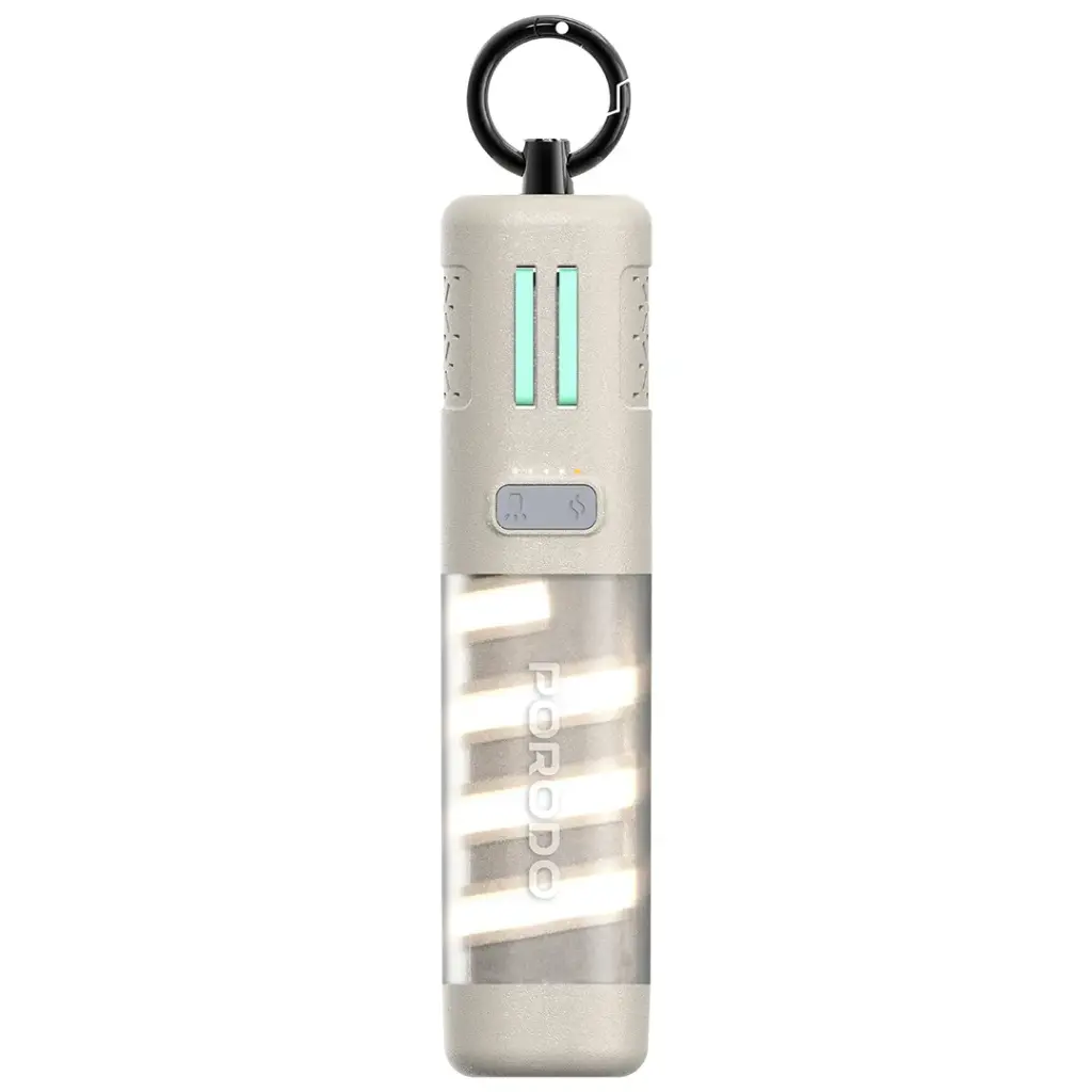 Porodo PowerBeam 5000mAh Power Bank with Built-In Flashlight - Khaki