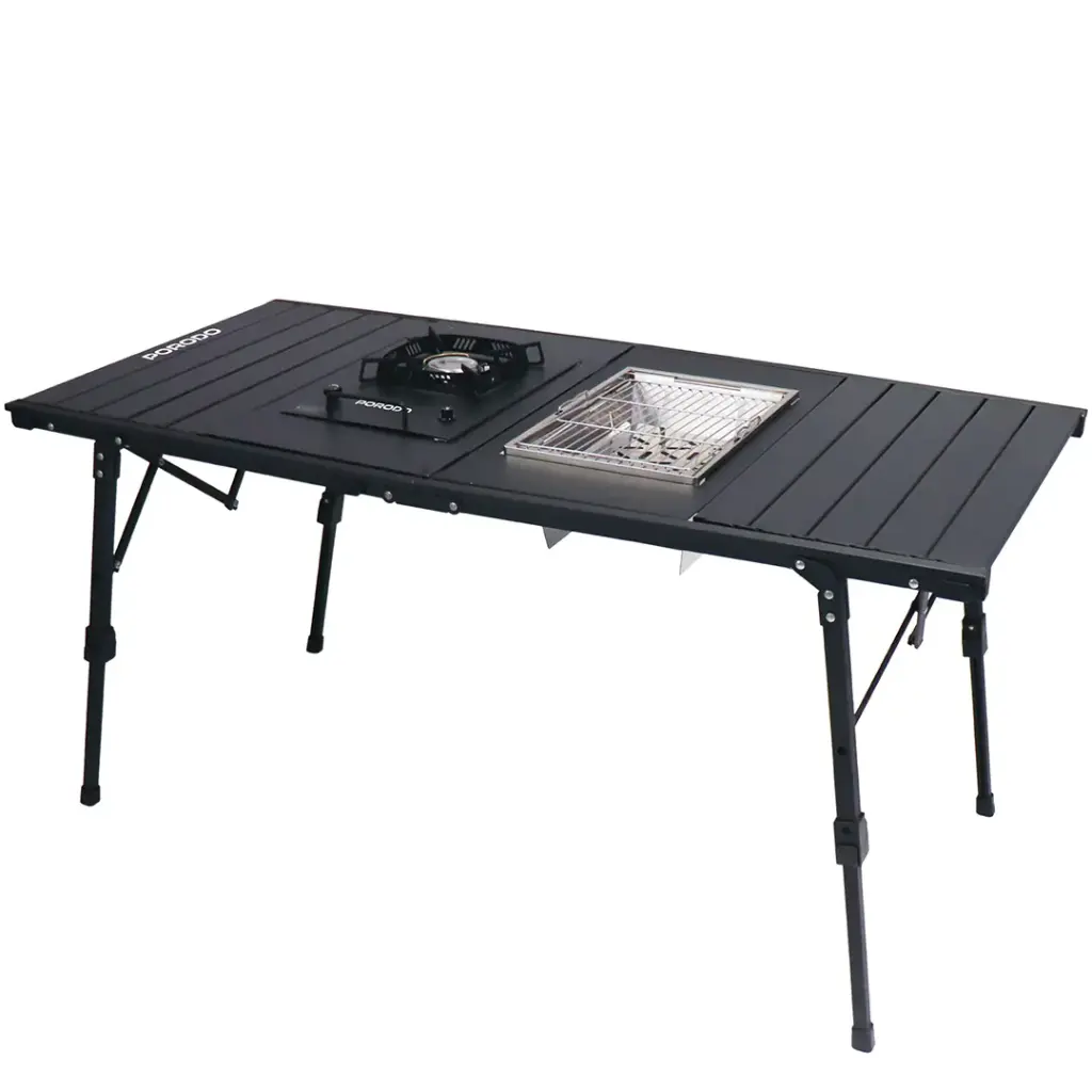 Porodo Lifestyle All-In-One Outdoor Folding Table with Stove & Grill - Black