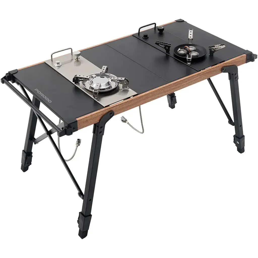 Porodo Lifestyle Cooking Set Dual Stove Camping Table - Black