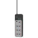 بورودو ٣٠٠٠ واط | شريط طاقة عالمي ٧ تيار متردد مع ٦ منافذ USB (٤ تيار متردد + ٢ أمبير) - رمادي