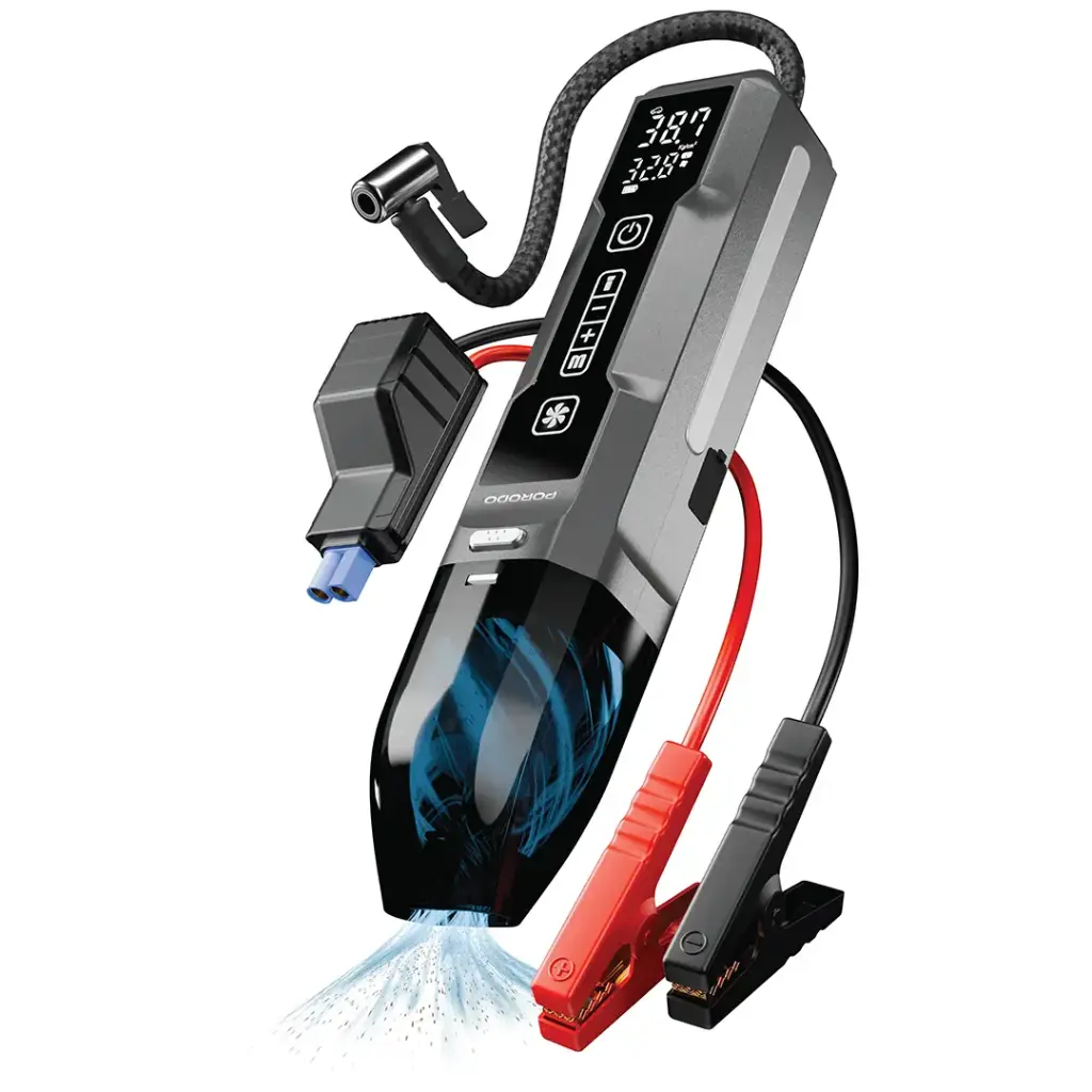 Porodo Ignatov Jump Starter & Air Pump with Handheld Vacuum & USB-C Recharge - Black