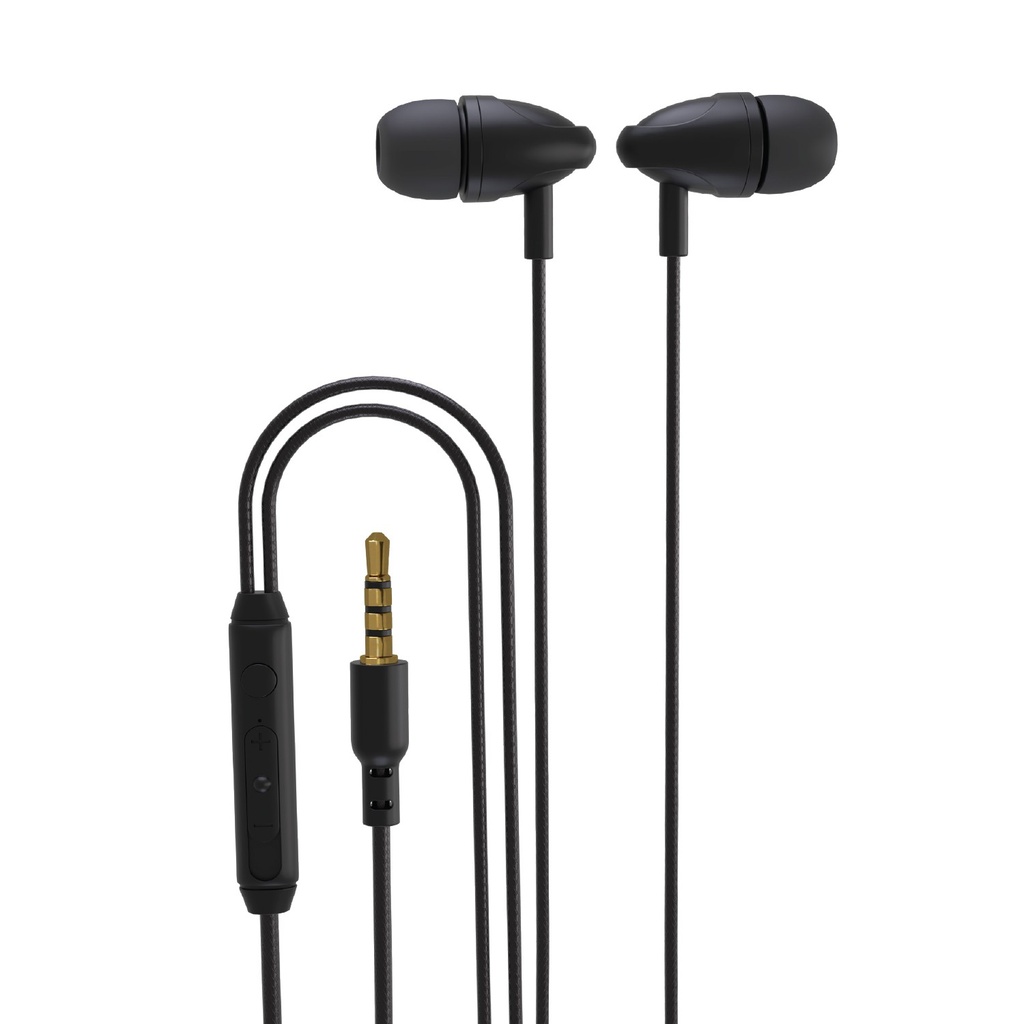 Porodo Blue Stereo Earphones with Aux Connector 3.5mm - Black