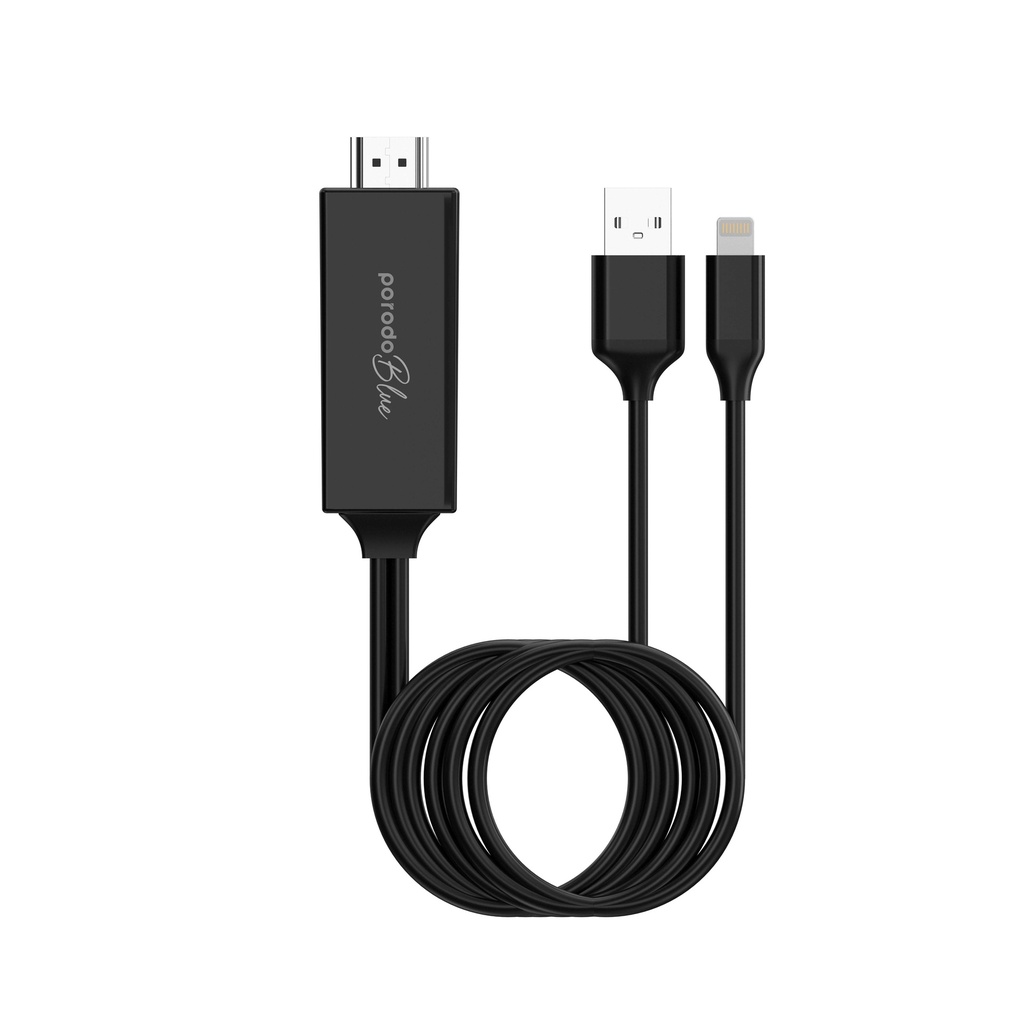 Porodo Blue Lightning With USB To HDMI Ultra HD Cable (2m)