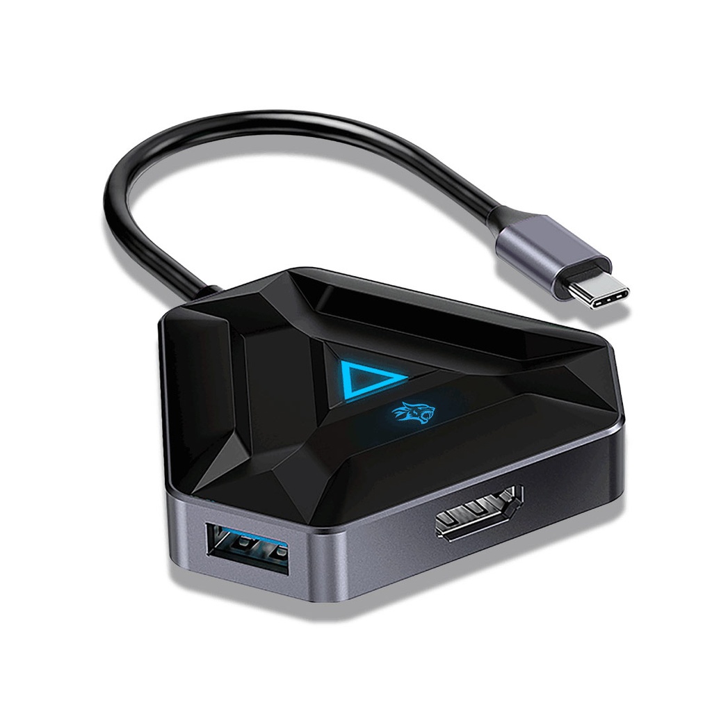Porodo Gaming 6in1 USB-C Hub Type-C PD 100W HDMI USB SD MicroSD - Black