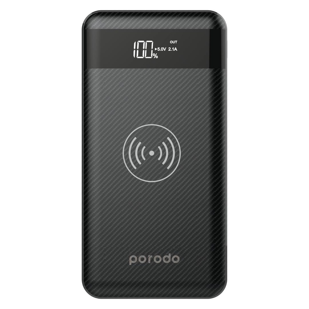 Porodo Slim Wireless Powerbank 10000mAh - Black