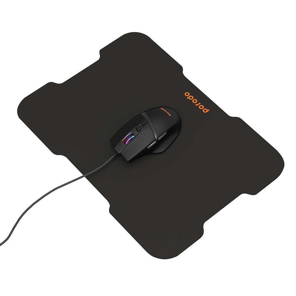 Porodo 6D Wired Gaming Mouse with Mousepad - Black