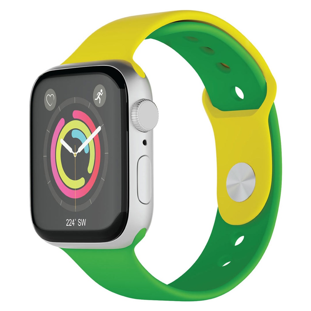 Porodo Lifestyle Silicone Brazil Flag Watch Strap - Yellow/Green
