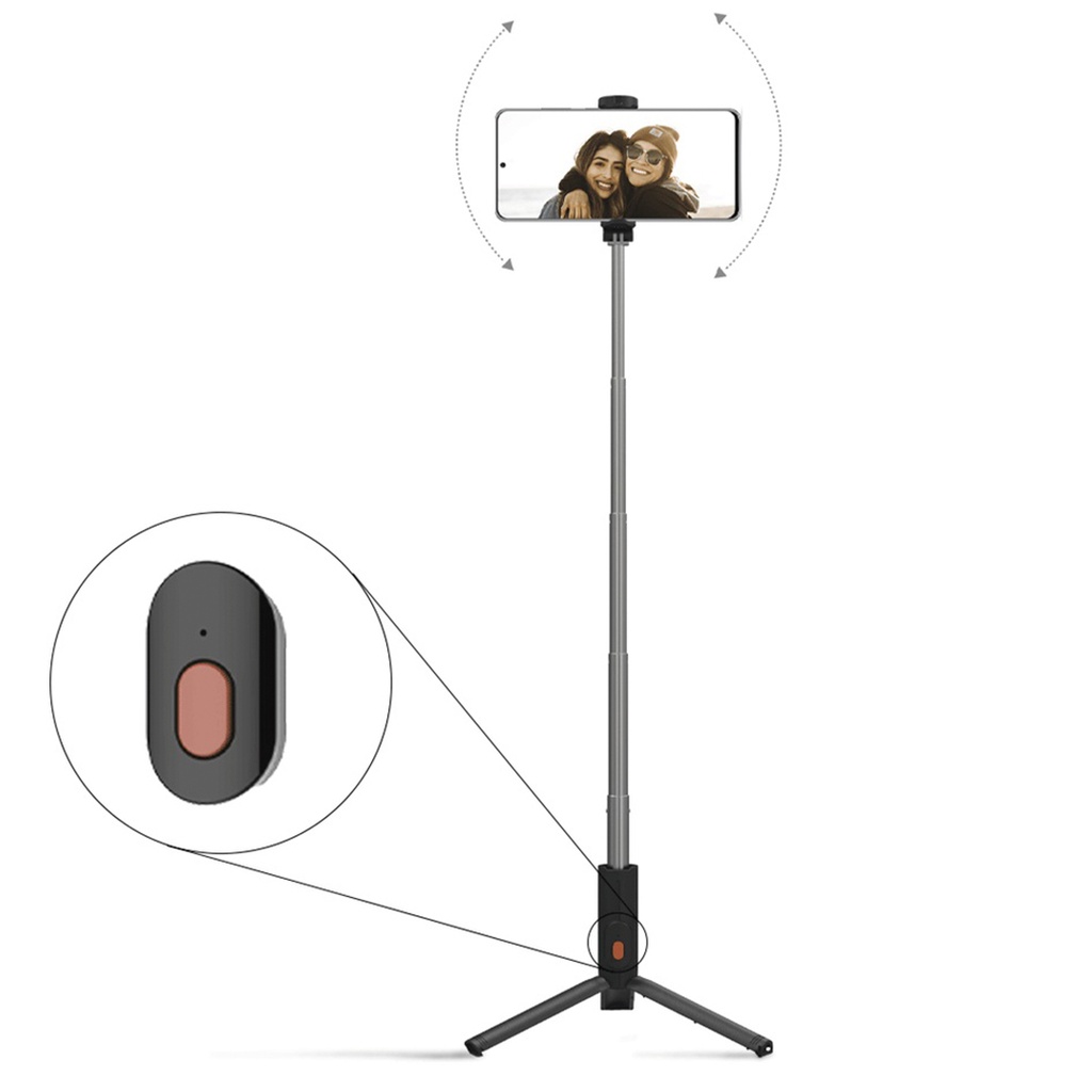 Porodo Selfie Stick with Tripod ( Detachable Remote Shutter ) - Black