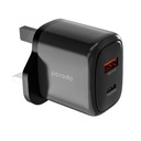 Porodo 20W+QC USB A+C Charger UK - Black
