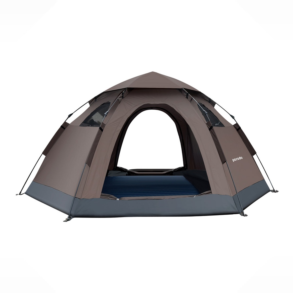 Porodo Lifestyle 4-Person Easy Pop-Up Automatic Camping Tent - Light Brown