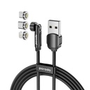 Porodo 3in1 TPE Cable with Rotatable Head for Micro + Lightning + Type-C - Black 
