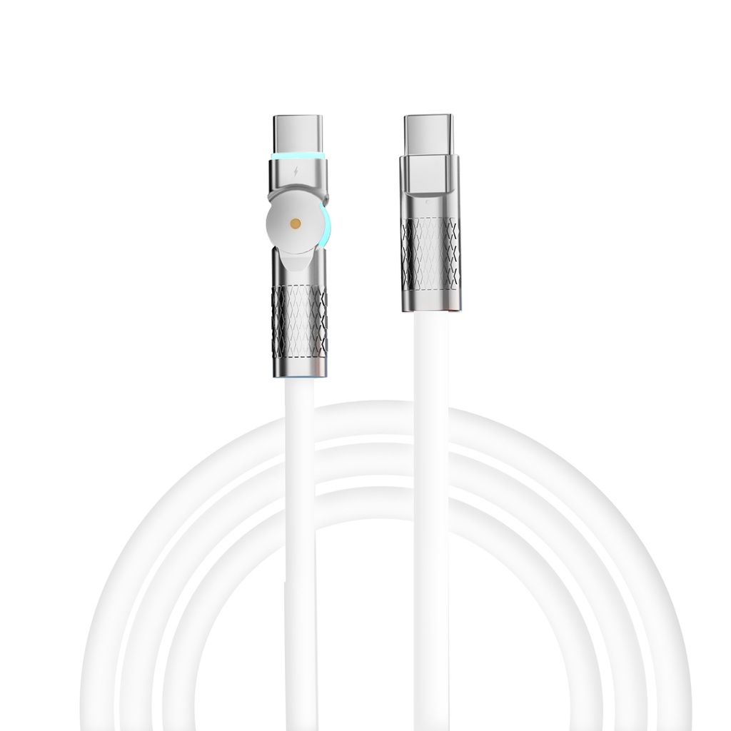 Porodo Single Head Rotating Cable PD100W, Type-C to Type-C 100W: 1M