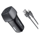 Porodo Dual Port Car Charger 3.4A with Lightning Cable 0.9M - Black	